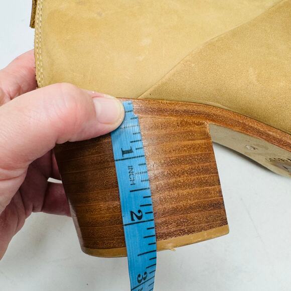 Nisolo Dari Ankle Boots Tan Leather Zip Stacked Heel Almond Toe Size 10 - Picture 16 of 16